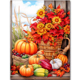 igoodom Diamond Art Kits for Adults, Fall Diamond Painting Kit, Full Drill Round Autumn Pumpkin Diamond Art Kits, DIY Gem Art an