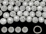 12mm White Clay Rhinestone Beads - 58pcs Sparkly Pave Disco Ball Round Diamond Bling Loose Spacer Beads for Jewelry Making, Brac
