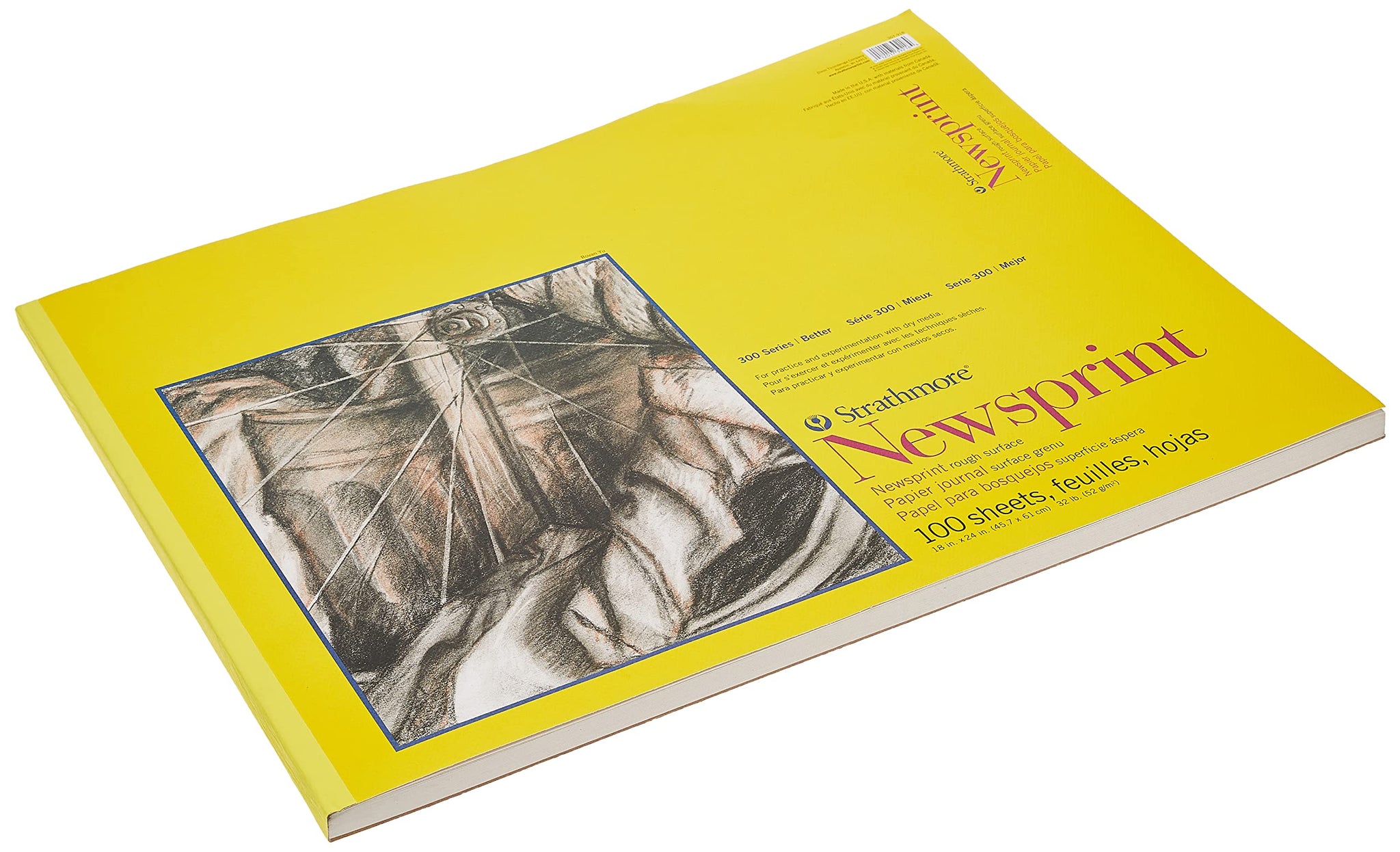 Strathmore 300 Series Newsprint Paper Pad, Tape Bound, 18X24 Inches, 60 Sheets (32Lb/52G) - Art Paper For Adults And Students -