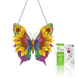 VAIIEYO Butterfly Diamond Painting Hanging Ornament,Sunflower Double Side Window Hanging Kit with Chain, 7.5x7.5 inch Crystal Pe