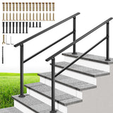 VIVOHOME 2-Pack 5 Step Hand Rails for Outdoor Steps, Galvanized Steel Railing, Straight Oval Exterior Hand Railing for Porch, De