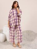 Libas Womens Printed Silk Blend Co-Ord Set For Women Purple Purple M