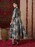 Gosriki Women'S Rayon Blend Anarkali Printed Kurta With Pant (Vedham Blue-Gs_Xl_Blue_X-Large),Blue,,B0DRNPX4HY