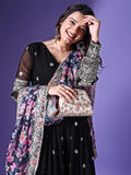 Wedani Georgette Embroidered Anarkali Dress For Women Black,BLACK,M,,,