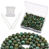 Cherry Tree Collection 100Pcs Set African Turquoise 6mm Beads - Natural Gemstone Round Loose Beads for Jewelry Making, Bracelet 
