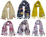 Fusfus WomenS Printed Chiffon Scarves And Stoles, Free Size(Multicolour, Fs1101) Pack Of 6 (Multicolor2)