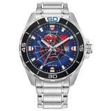 Citizen Mens EcoDrive Marvel Spider Man Watch in Stainless Steel, Spider Man Art Dial (Model: BM761052W)