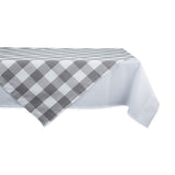 DII Buffalo Check Collection, Classic Farmhouse Tablecloth, Table Topper, 40x40, Gray & White