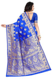 Sugathari Womens Banarasi Saree Pure Kanjivaram Silk Saree Soft New Ladies 2023 Design Wear Sarees Latest Cotton Party Sari Collections With Blouse Piece For Wedding Sadi (Sam San 9016-Royal Blue)
