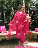 Gosriki Women'S Rayon Blend Straight Printed Kurta With Pant & Dupatta (Roka Rani-Gs_5Xl_Pink_Xxxxx-Large),Pink,5,B0DFCJ36BR