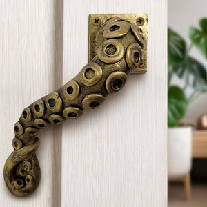 Octopus Door Handle - Unique Tentacle Design, Heavy Duty Pull, 6.49 x 1.4 x 2.13, Bronze Finish, Ergonomic Handle, Premium Polyr