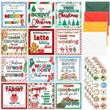 Marspark 48 Pack Christmas Greeting Cards with Envelopes Stickers 4 x 4 Inch Thank You Themed Holiday Cards Xmas Party Favors Gi