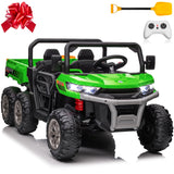 24V Ride On Dump Truck Car for Big Kids 2 Seater XL, 4WD 6-Wheels Battery Powered Ride On Toy with Remote Control, 800W Powerful