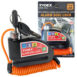 Rydex X7 Motorcycle Alarm Disc Lock 110 db, Bicycles Waterproof Tamperproof, Heavy Duty Anti Theft Security Motorcycle Alarm with 2 Keys and Reminder Cable (Black)