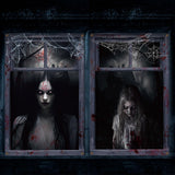 Newwiee 2 Pcs Scary Halloween Curtain Window Silhouette Cover Decoration Theme Poster for Indoor Outdoor Party Wall Door(Female 