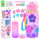 ASIOWELY Decorate Your Own Water Bottle Kits for Girls Age 4-12, Flower Diamond Painting Art and Crafts Gift for Boys Age 4-6-8-