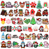 Watersay 50 Pcs Christmas Focal Beads for Pens Silicone Focal Beads Bulk Christmas Silicone Charms Santa Tree Snowman Beadable f