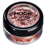 Moon Glitter Holographic Glitter Shapes 100% Cosmetic Glitter for Face, Body, Nails, Hair and Lips - 0.10oz - Rose Gold