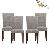 Parsons Dining Chairs Set of 4, Upholstered Nailhead Dining Room Kitchen Side Chair with Thick Cushions and Wood Legs, Black/Whi