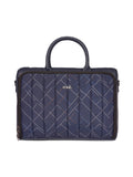 Zouk Blue Pro Laptop Bag For Men | Vegan Leather Office & Travel Bag With Quilted Design, 15.6Inch Laptop Compartment, Trolley 