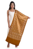Amrozia Ajrakh Block Print Mashru Silk Stole For Women (Mustard Yellow)