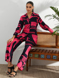 Libas Womens Printed Viscose Co-Ord Set For Women Pink 2Xl