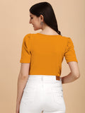 Wedani Women'S Casual Regular Puff Sleeves Western Top (Medium Mustard),Mustard,M,Polyester,Regular,