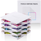 Tidyboss 8 Puzzle Sorting Trays with Lid 10 x 10 - Portable Jigsaw Puzzle Accessories White Background Makes Pieces Stand Ou