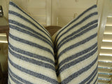 Plutus Brands Plutus Stone Manor Indigo Handmade Throw Pillow, 18 X 18, Navy/Cream