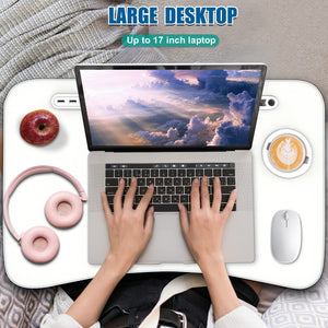 Fayquaze Laptop Bed Desk, Portable Foldable Laptop Bed Table with USB Charge Port Storage Drawer and Cup Holder,Lap Desk Laptop