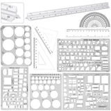 10 Pcs Plastic Drawing Template Ruler Geometric Drawing 12 Inch Triangular Aluminum Architect Scale Measuring Templates Building