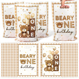 ArianQicult Beary One Party Favor Bag 50Pcs Beary First Sweet Goody Candy Treat Gift Bags, Brown Bear My 1st Birthday Theme Part