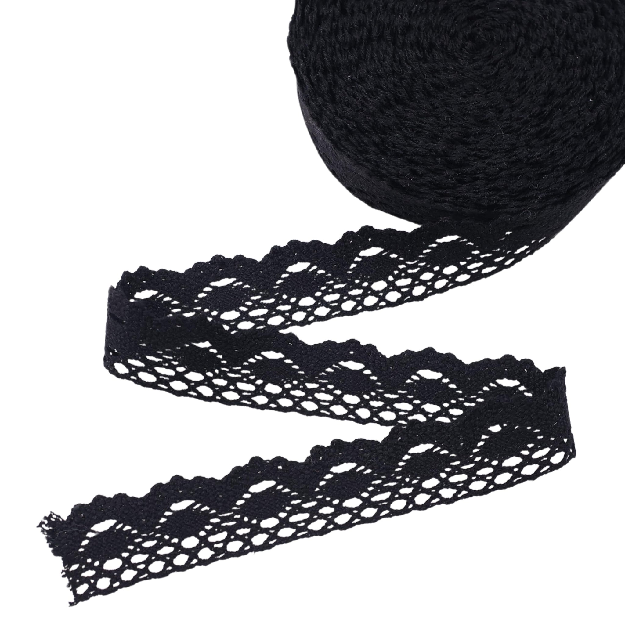Black Lace Ribbon Cotton Lace Trim Crochet Sewing Lace for Gift Package Wrapping, Scrapbooking Supplies