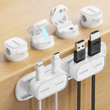 6 Pack Magnetic Cable Clips [1s Open/Lock], Laitver Cord Organizer Holder Strong Adhesive Desk Cable Management- Organize Chargi