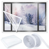 Beeveer 87 Inch X 20 ft Window Insulation Kit Cuttable Transparent Film with Adhesive Straps Reusable Window Plastic for Winteri