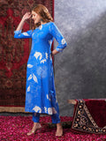 Gosriki Women'S Rayon Blend Straight Printed Kurta With Pant (Anaar-Blue-Vks02-Gs_S_Blue_Small),Blue,,B0D9YSNDYC