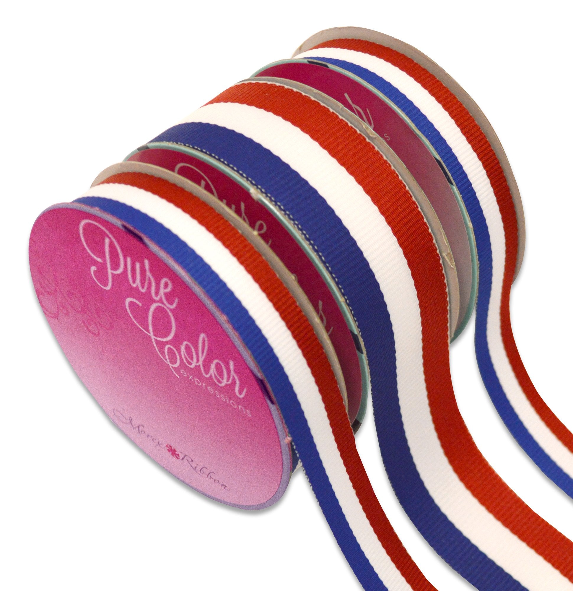 Morex Ribbon 93605P3-914 Grosgrain Ribbon Mixed X 17 YD Patriotic Ribbon for Gift Wrapping, Red/White/Blue (3-Pack), 4th of July