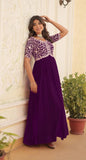 Wedani Georgette Embroidered Long Gown For Women Purple,PURPLE,S,Georgette,anarkali,