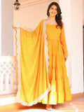 Wedani Georgette Sequins Work Anarkali Kurta Set For Women Yellow,YELLOW,XL,Georgette,Anarkali,