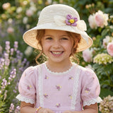 Trubliz Girls Sun Hat For Ages 48 Lightweight Jute Summer Hat With Bow & Ribbon Breathable Wide Brim Beach Hat For Kids C