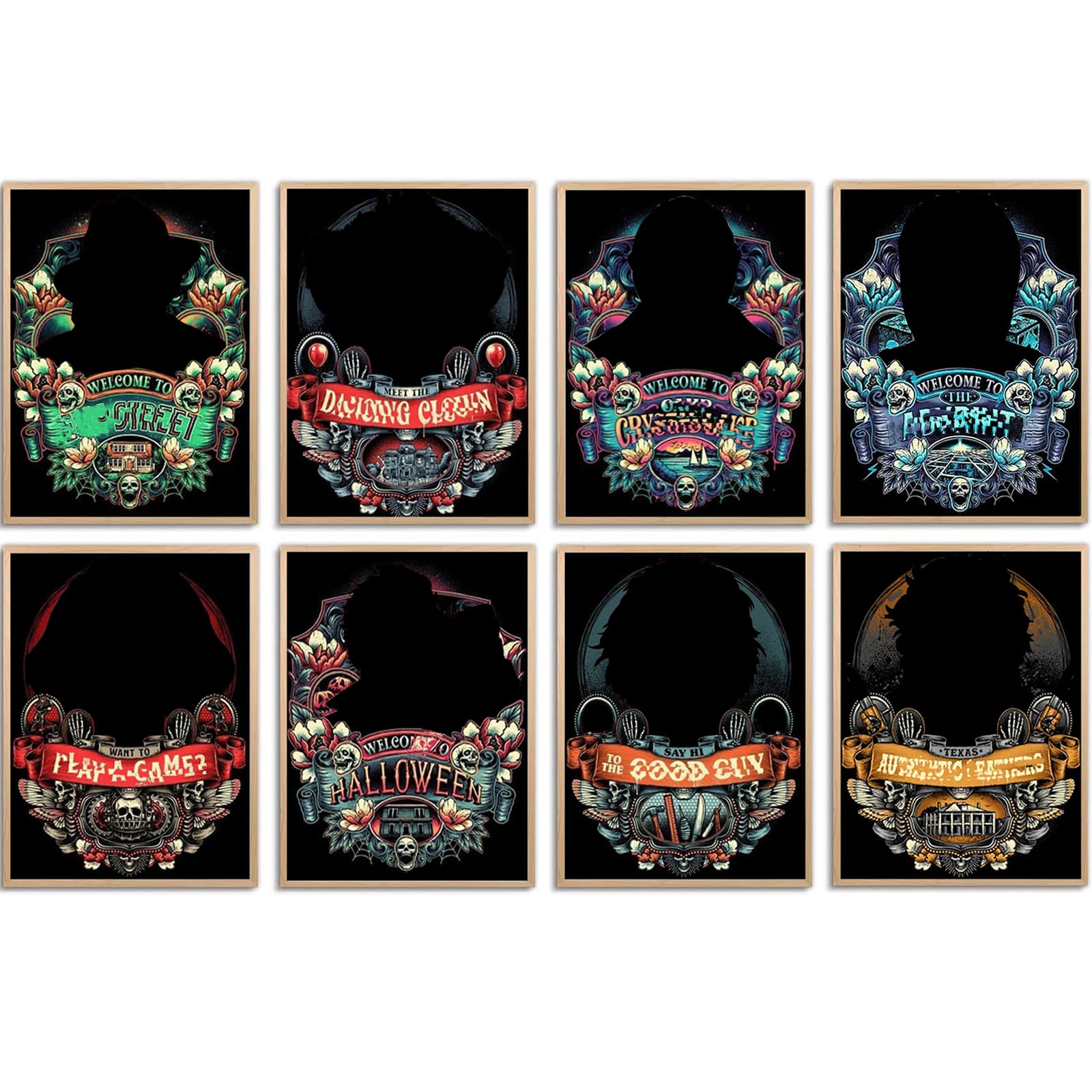 Gearock 8 Pack Horror Diamond Painting Kits, Halloween Diamond Art Kits for Adults, 5D Diamond Art Painting Kits for Room Bedroo