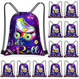 Censen 12 Pcs Roller Skate Party Favor Drawstring Bags Bulk 12 x 10 Inches Skating Goodie Treat Gift Bag for Girl Boy Birthday P