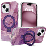 ETPESOK Compatible with iPhone 15 Case Marble Pattern with Magnetic Ring Stand [Compatible with Mag-Safe] TPU Protective Phone C