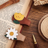 2PCS Vintage Magnetic Leather Bookmark, Leather Magnetic Bookmarks for Women, Magnetic PU Bookmarks Clip Book Accessories, Daisy