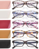 JOLISU Reading Glasses for Women Men - 5 Pack Ladies Stylish Readers Computer Eyeglasses W/Spring Hinge - Blue Light Blocking Gl
