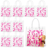 Sweetude 24 Pcs Cheer Clear Treat Bags with Handles for Cheer Team Cheerleader Gift Bag Bulk Cheerleader Party Supplies(Pink)