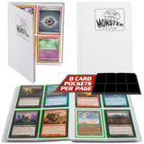 Monster 4 Pocket Trading Card Binder - Matte White Album, Anti-Theft & Anti-Drop TCG Protection w Side Loading Pockets, Holds 16