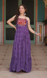 Wedani Faux Georgette Anarkali Kurta Set For Women (In Alpha L Regular Purple),PURPLE,L,Georgette,Anarkali,