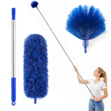 Cobweb Duster with Extension Pole, Spider Web Brush, 100inch Microfiber Feather Duster, Washable Cleaning Kit for Ceiling Fan, Furn