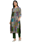 Anni Designer Women'S Rayon Blend Straight Printed Kurta With Pant (Nimmi Green_Xxl_Green_Xx-Large),Green,2XL,,,